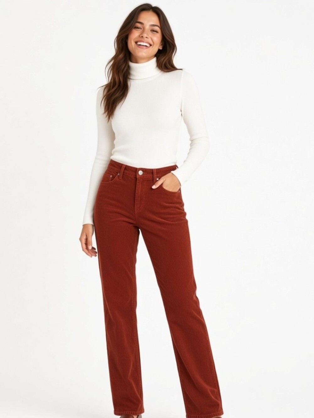 NWT Women Levis 511 Slim High-Rise Straight Corduroy Jeans in Rust (Size:14)